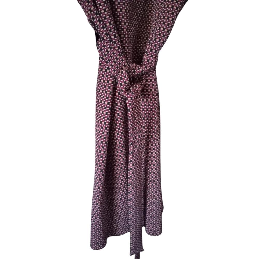 Emma & Michele Belted Peek a Boo Back Midi Dress Long Slve. Multicolor Geo L - Picture 5 of 14